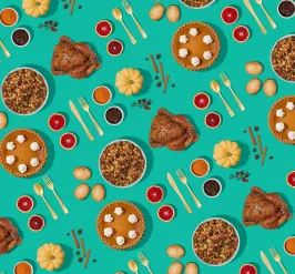 a group of thanksgiving foods. 