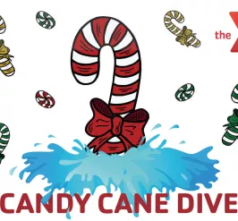 Candy cane Dive. Giant candy cane in water surrounded by other candy canes. 