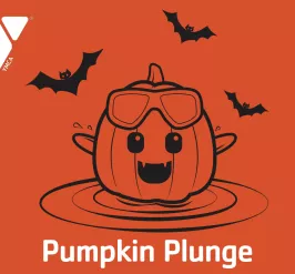 Jack-o-lantern in pool