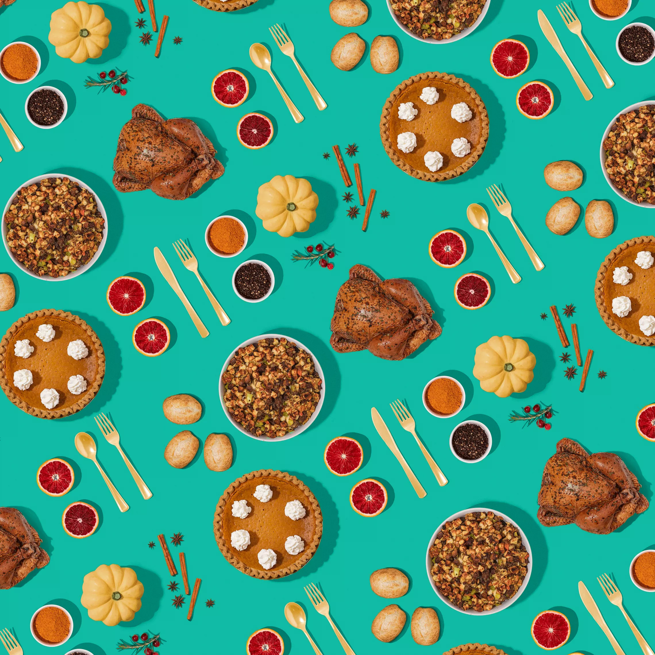 a group of thanksgiving foods.
