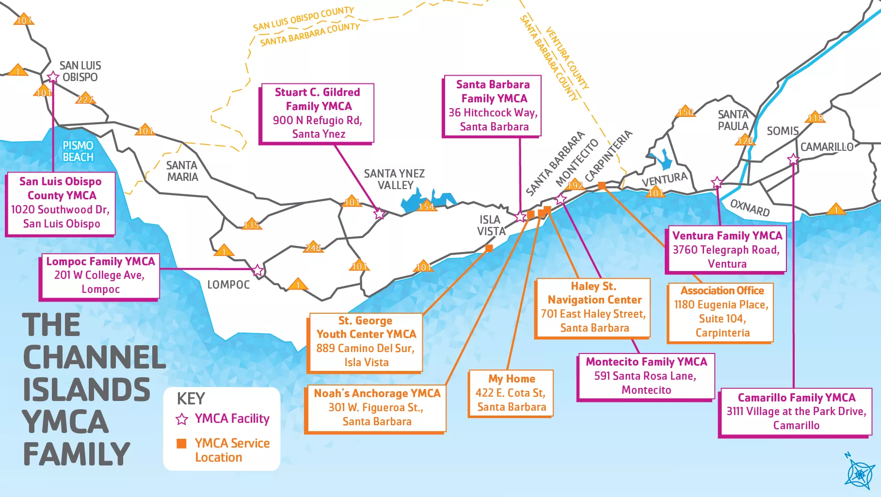 Map of Channel Islands YMCA Locations